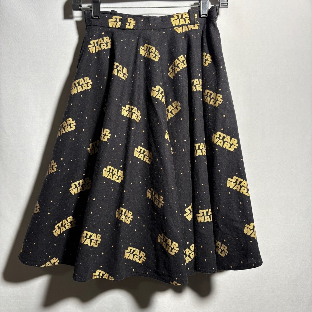 Star Wars Black Gold A Line Statement‎ Skirt Womens XS Geek Dork Comic Con